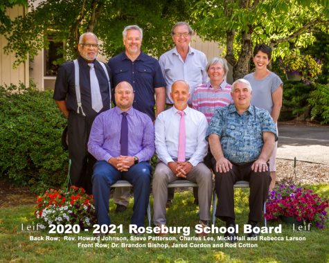 The 2020-2021 School Board members. Director Steve Patterson resigned from the board prior to the mascot vote. Of the remaining members, all voted on April 28 to change the mascot except for Director Charles Lee.